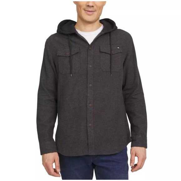 Quiksilver Men's Hooded Flannel Black Size M - Picture 1 of 7
